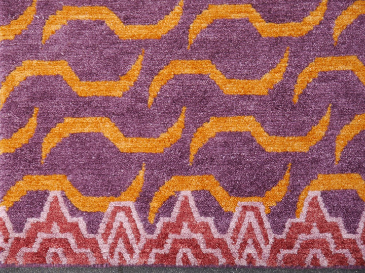 Tibetan Tiger Rug Khaden 3 × 6 ft (180 × 90 cm) Violet Orange | 16202