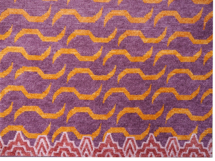 Tibetan Tiger Rug Khaden 3 × 6 ft (180 × 90 cm) Violet Orange | 16202