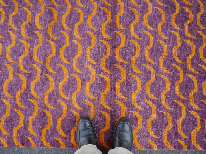 Tibetan Tiger Rug Khaden 3 × 6 ft (180 × 90 cm) Violet Orange | 16202