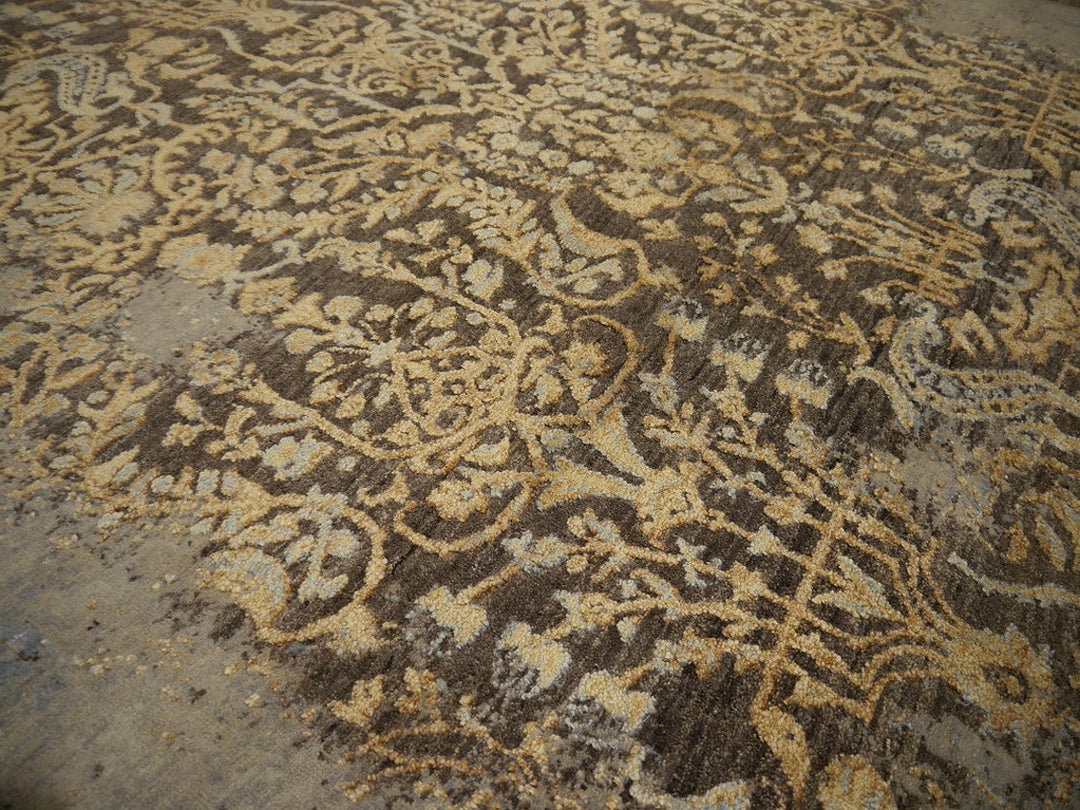 Erased wool-silk designer rug 16218 — detail 8