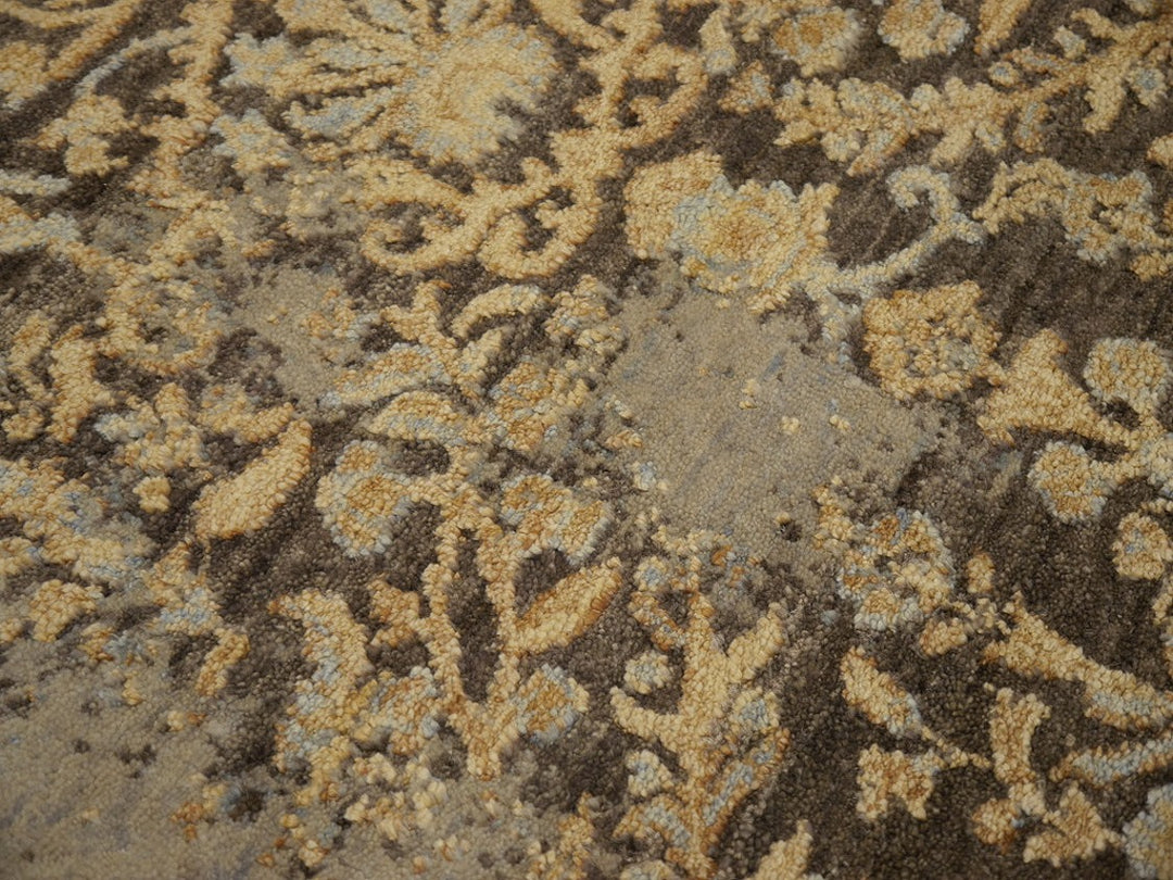 Erased wool-silk designer rug 16218 — detail 5