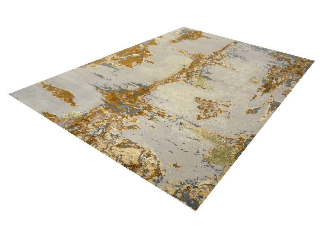 Anastasia Designerteppich 205 × 143 cm Grau Messing Abstrakt | 16220