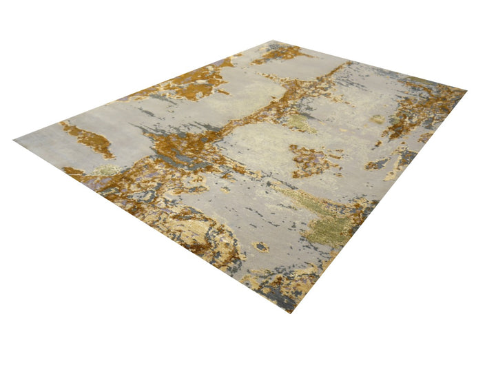 Anastasia Designerteppich 205 × 143 cm Grau Messing Abstrakt | 16220