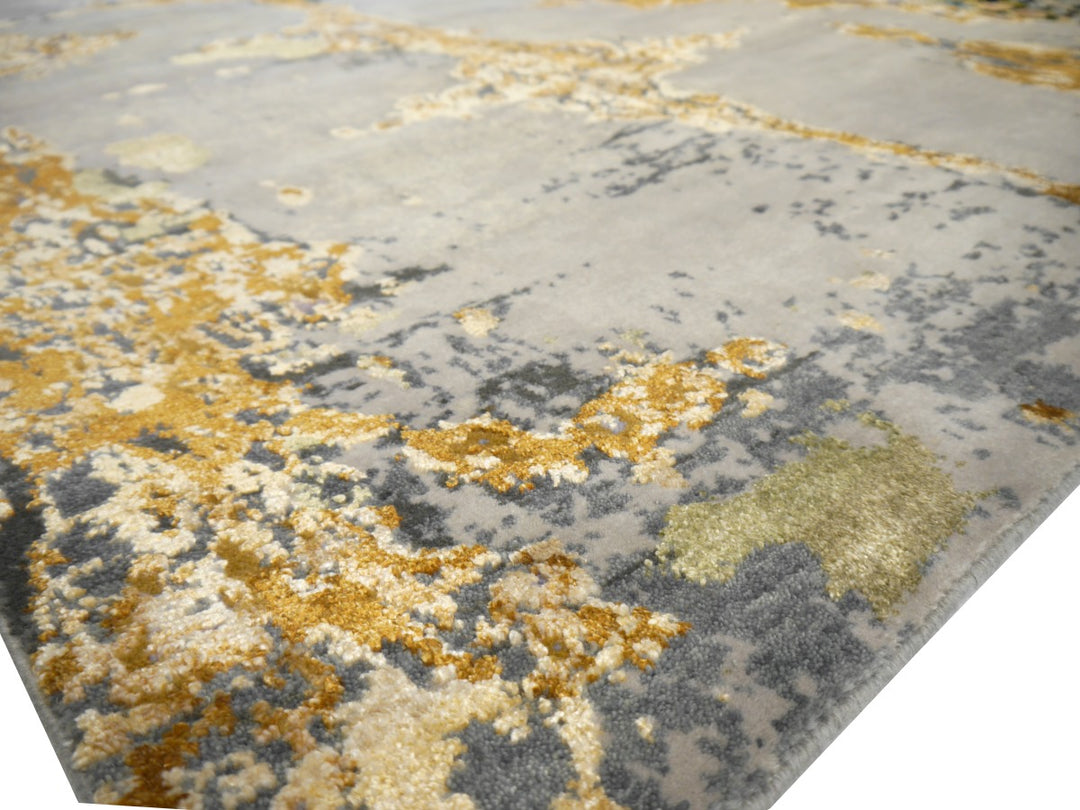Anastasia Designerteppich 205 × 143 cm Grau Messing Abstrakt | 16220