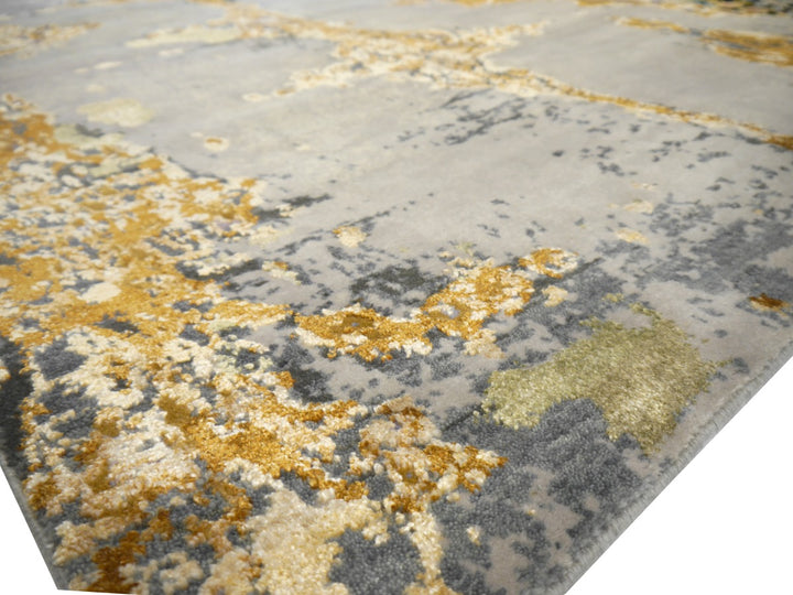Anastasia Designerteppich 205 × 143 cm Grau Messing Abstrakt | 16220
