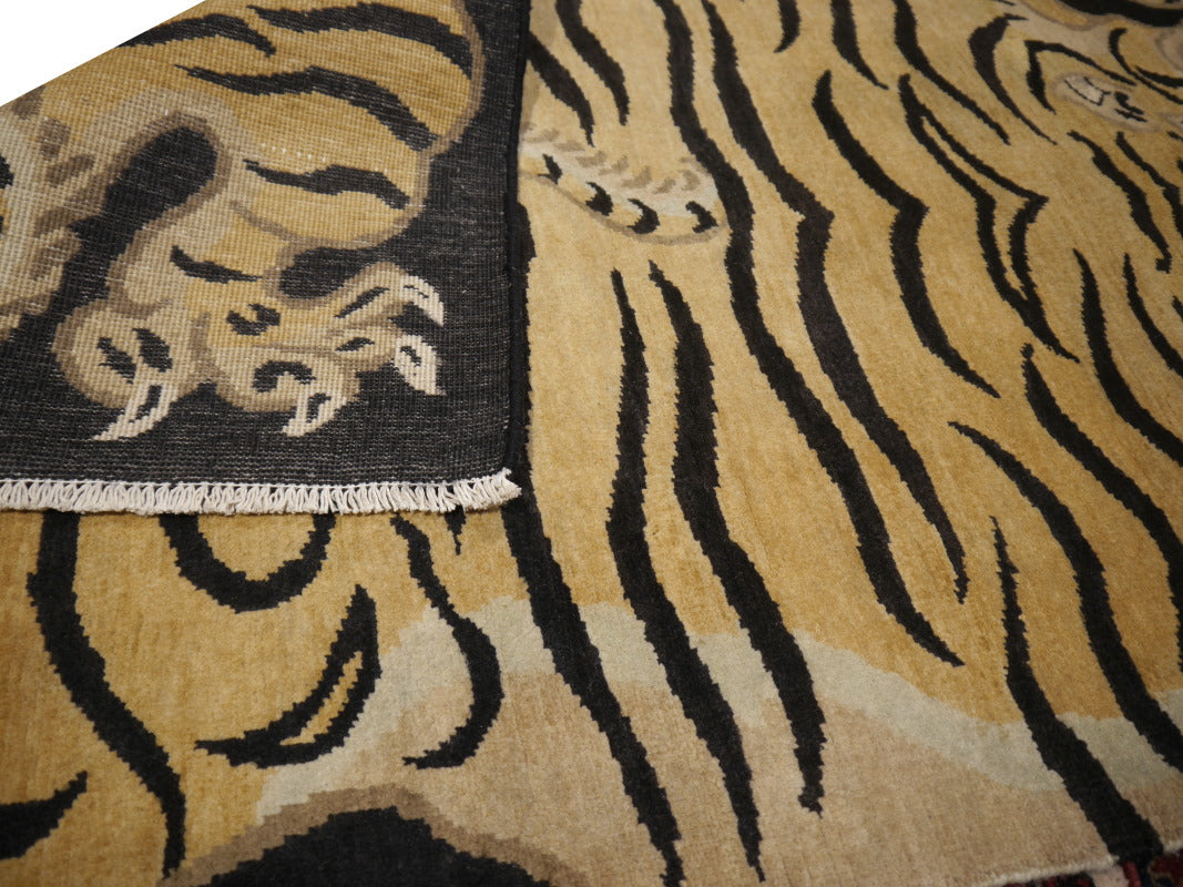 16448 Tibetan Tiger Rug 6 x 3 ft hand knotted - Djoharian Design