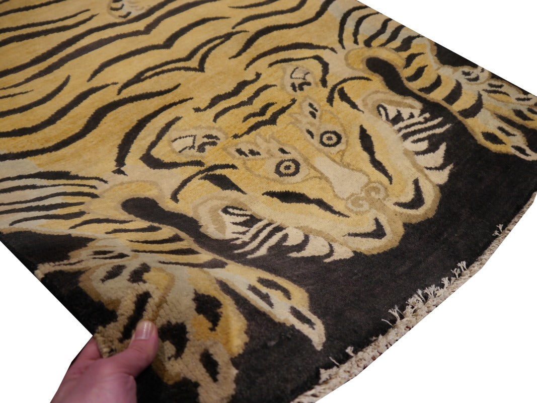 16448 Tibetan Tiger Rug 6 x 3 ft hand knotted - Djoharian Design