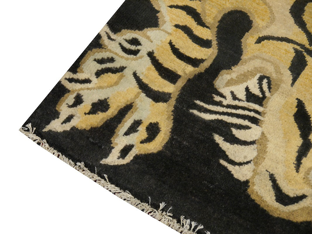 16448 Tibetan Tiger Rug 6 x 3 ft hand knotted - Djoharian Design
