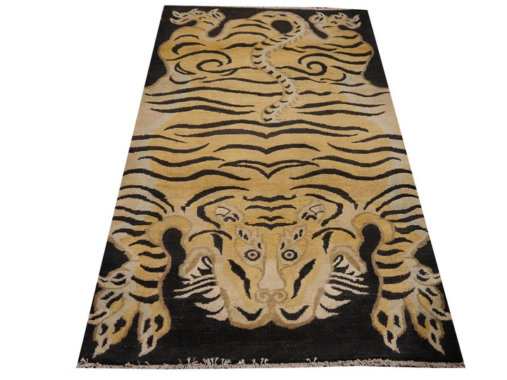 16448 Tibetan Tiger Rug 6 x 3 ft hand knotted - Djoharian Design