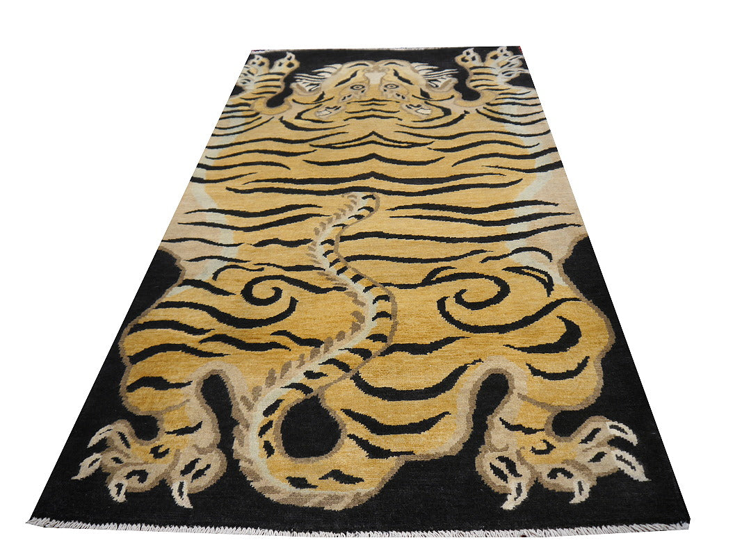 16447 Tibetan Tiger Rug 6 x 3 ft hand knotted - Djoharian Design
