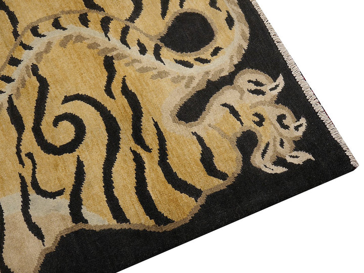16447 Tibetan Tiger Rug 6 x 3 ft hand knotted - Djoharian Design