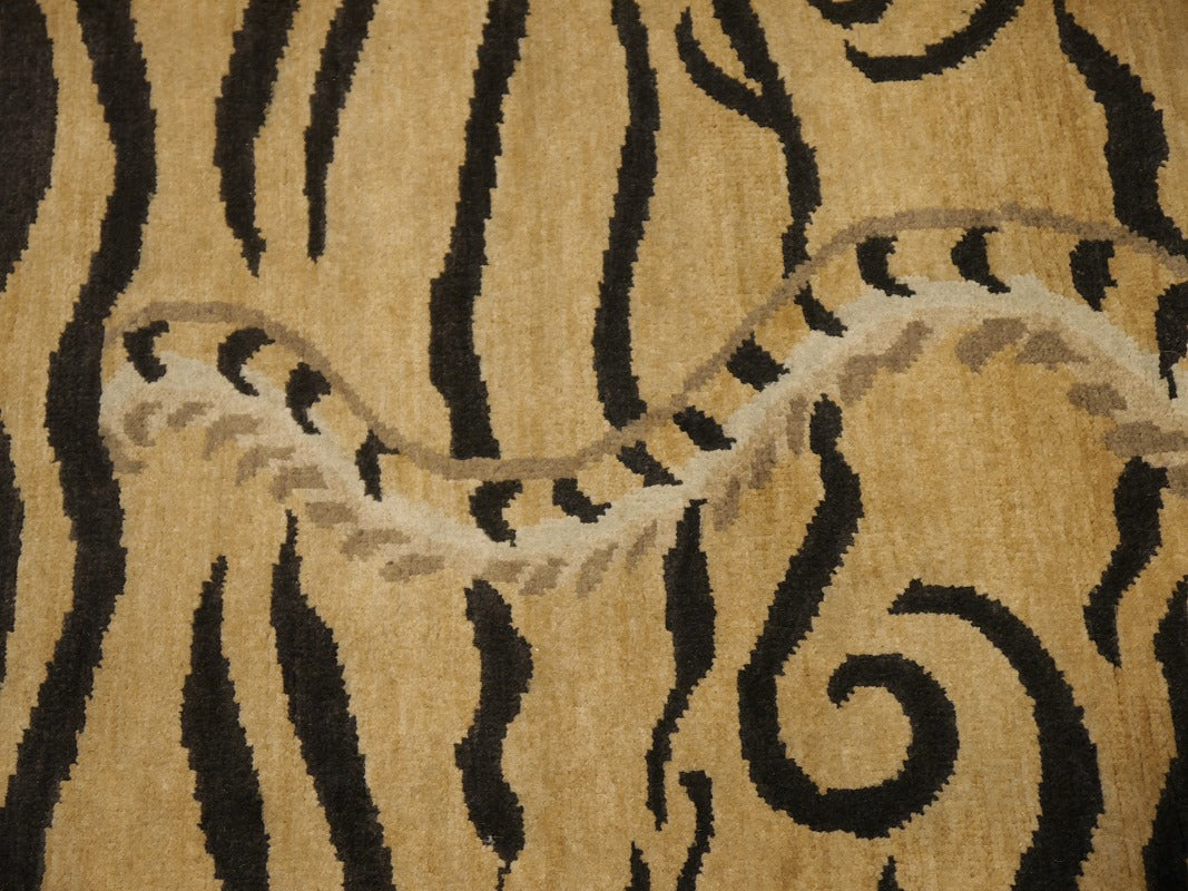 16448 Tibetan Tiger Rug 6 x 3 ft hand knotted - Djoharian Design