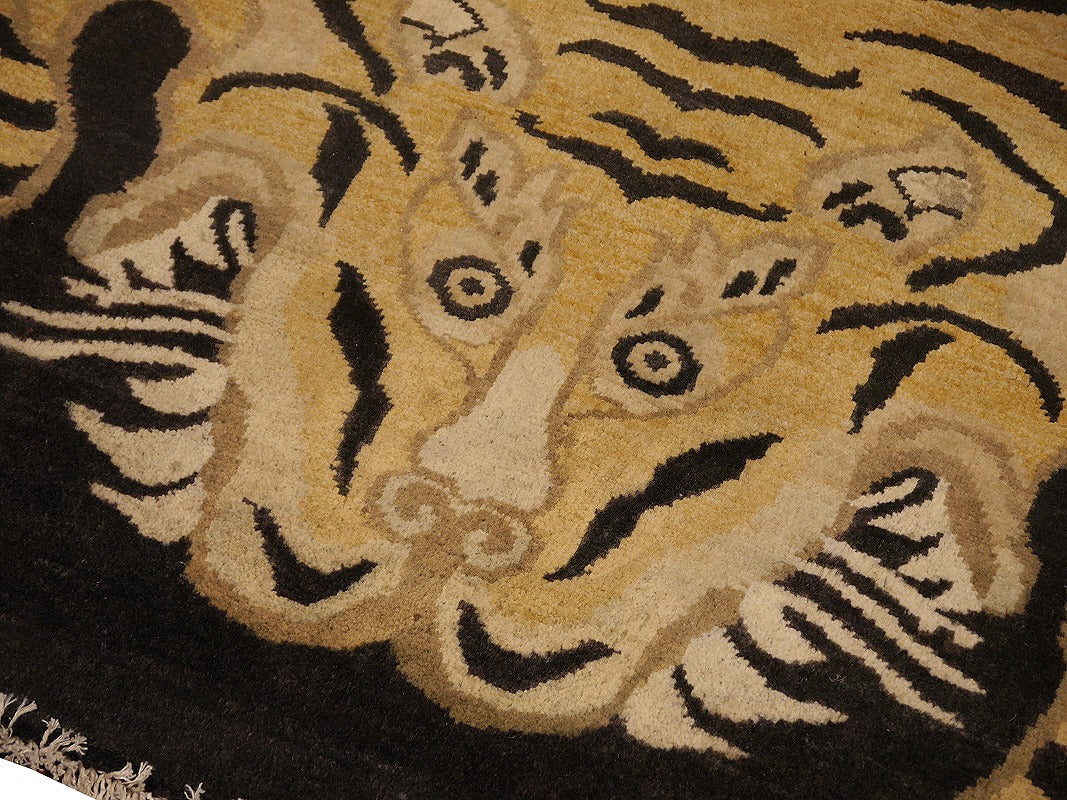 16448 Tibetan Tiger Rug 6 x 3 ft hand knotted - Djoharian Design
