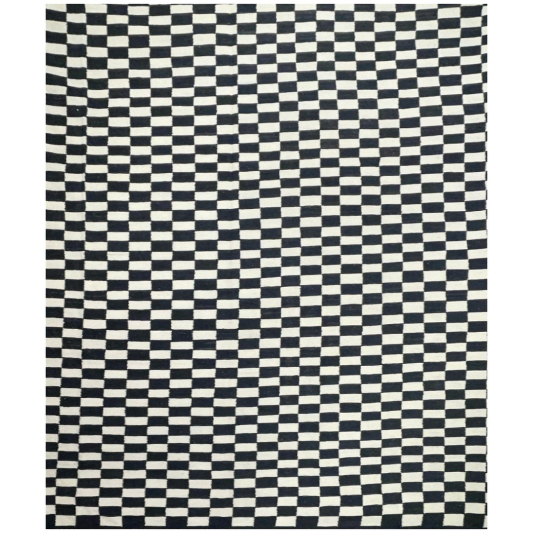 MAZANDARAN Palatial Kilim ROXANE Flatweave 15 x 12 ft Black Wool-White 16427