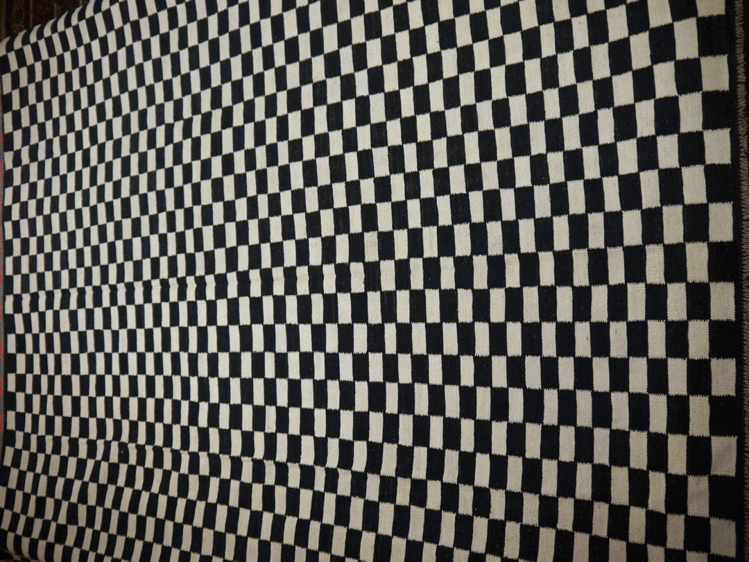 MAZANDARAN Kilim ROXANE Flatweave 15 x 12 ft Black Wool-White 16427