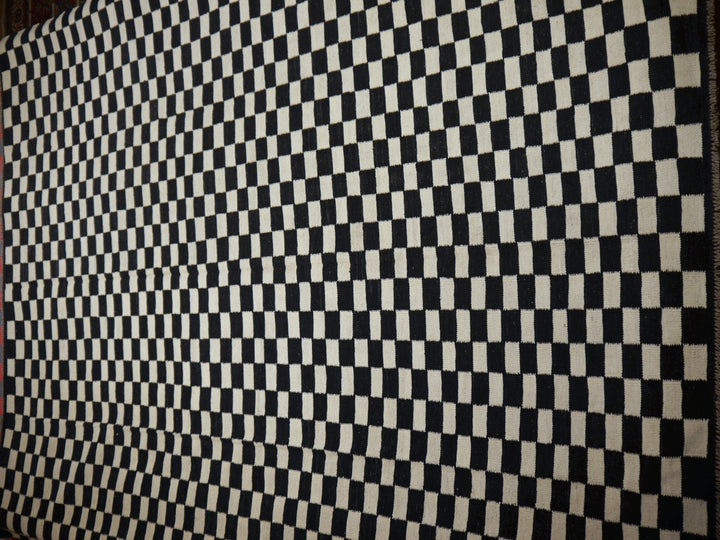 MAZANDARAN Kilim ROXANE Flatweave 15 x 12 ft Black Wool-White 16427