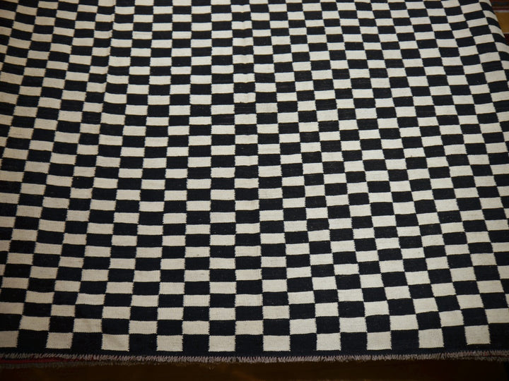 MAZANDARAN Kilim ROXANE Flatweave 15 x 12 ft Black Wool-White 16427