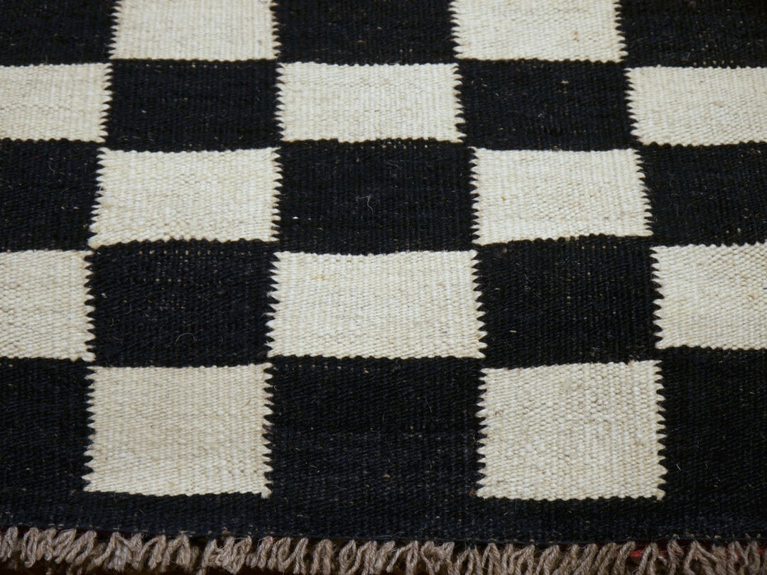 MAZANDARAN Kilim ROXANE Flatweave 15 x 12 ft Black Wool-White 16427