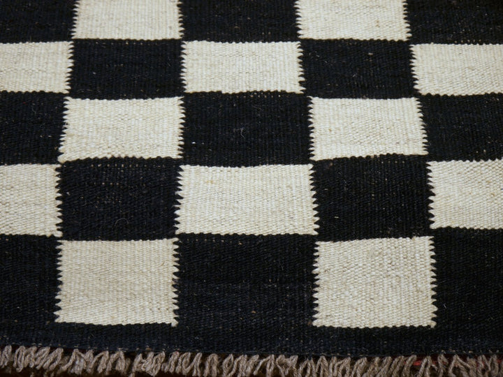 MAZANDARAN Kilim ROXANE Flatweave 15 x 12 ft Black Wool-White 16427