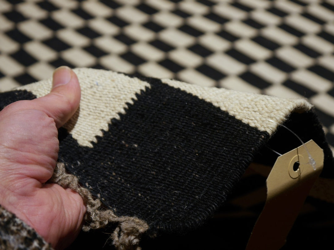 MAZANDARAN Kilim ROXANE Flatweave 15 x 12 ft Black Wool-White 16427