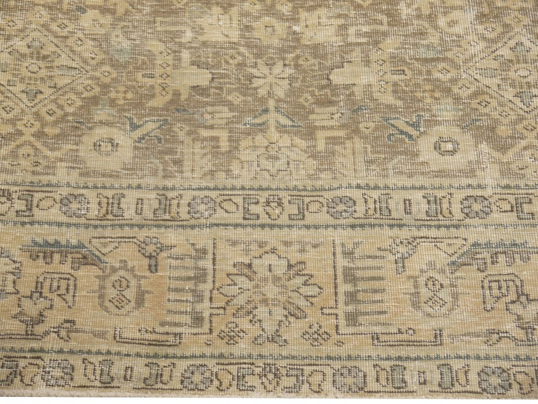 6.6 x 9.2 ft Classic Vintage Persian Rug Muted Beige, Green & Slate hand knotted