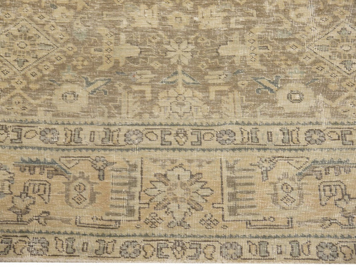 6.6 x 9.2 ft Classic Vintage Persian Rug Muted Beige, Green & Slate hand knotted