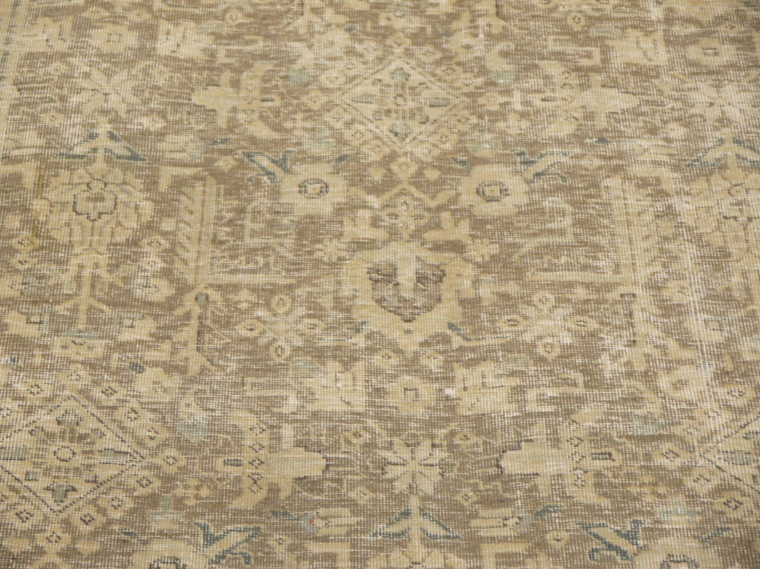 6.6 x 9.2 ft Classic Vintage Persian Rug Muted Beige, Green & Slate hand knotted