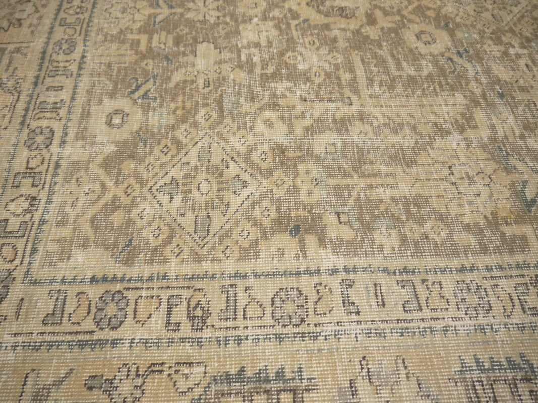 6.6 x 9.2 ft Classic Vintage Persian Rug Muted Beige, Green & Slate hand knotted