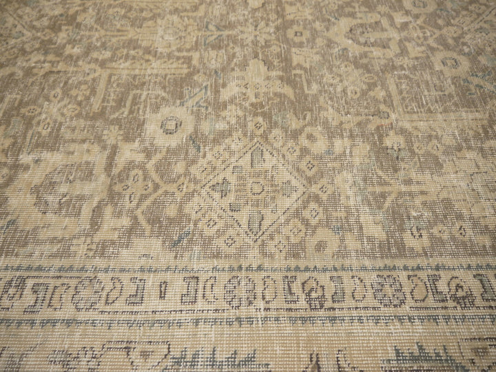 6.6 x 9.2 ft Classic Vintage Persian Rug Muted Beige, Green & Slate hand knotted