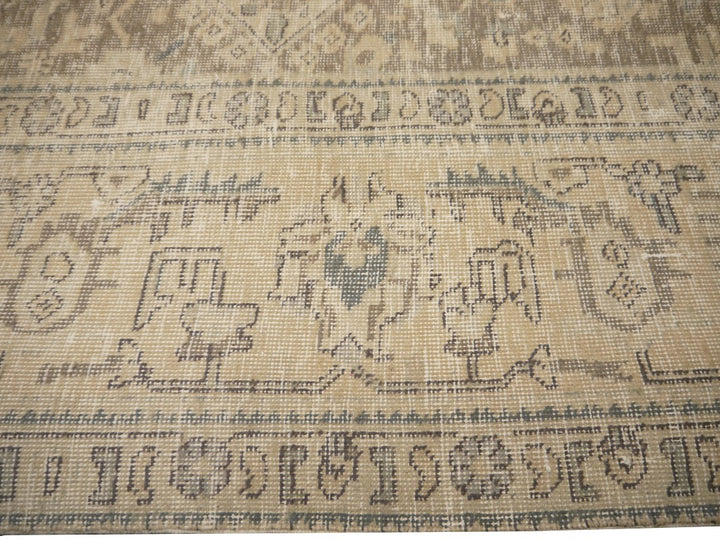 6.6 x 9.2 ft Classic Vintage Persian Rug Muted Beige, Green & Slate hand knotted