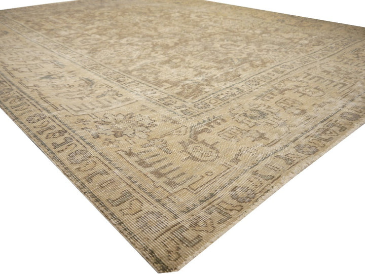 6.6 x 9.2 ft Classic Vintage Persian Rug Muted Beige, Green & Slate hand knotted