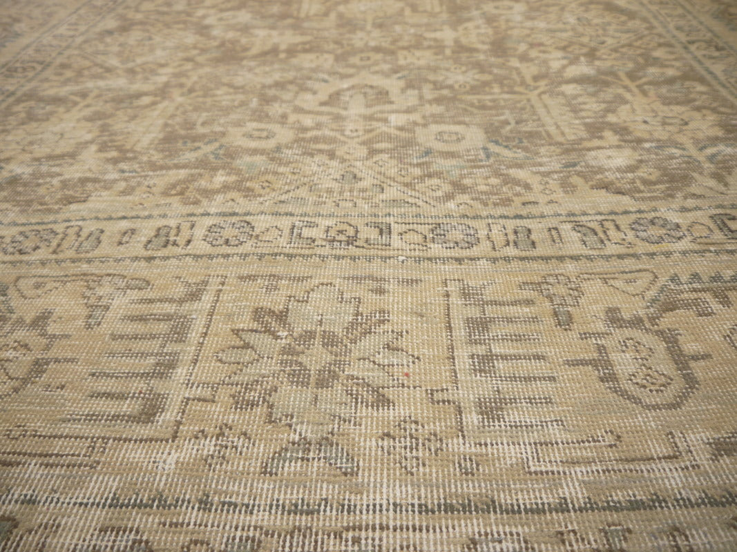6.6 x 9.2 ft Classic Vintage Persian Rug Muted Beige, Green & Slate hand knotted