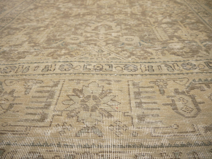 6.6 x 9.2 ft Classic Vintage Persian Rug Muted Beige, Green & Slate hand knotted