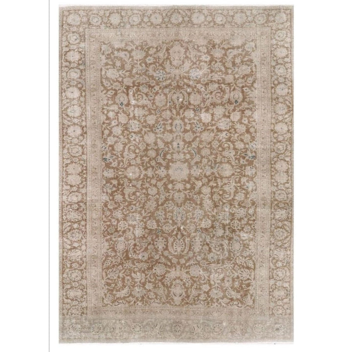 Vintage Rug Brown Muted 9 x 13 ft hand-knotted