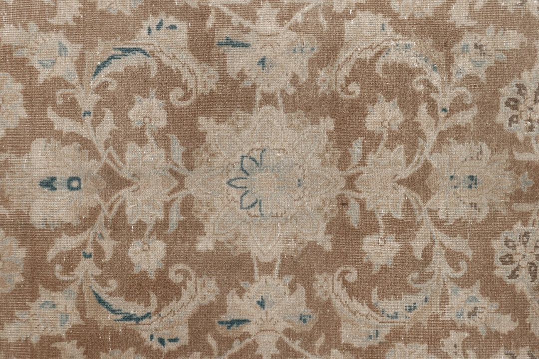 Vintage Rug Brown Muted 9 x 13 ft hand-knotted