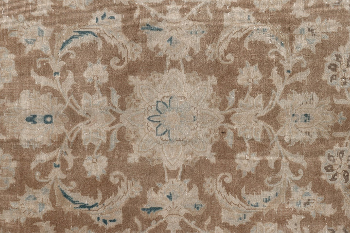 Vintage Rug Brown Muted 9 x 13 ft hand-knotted