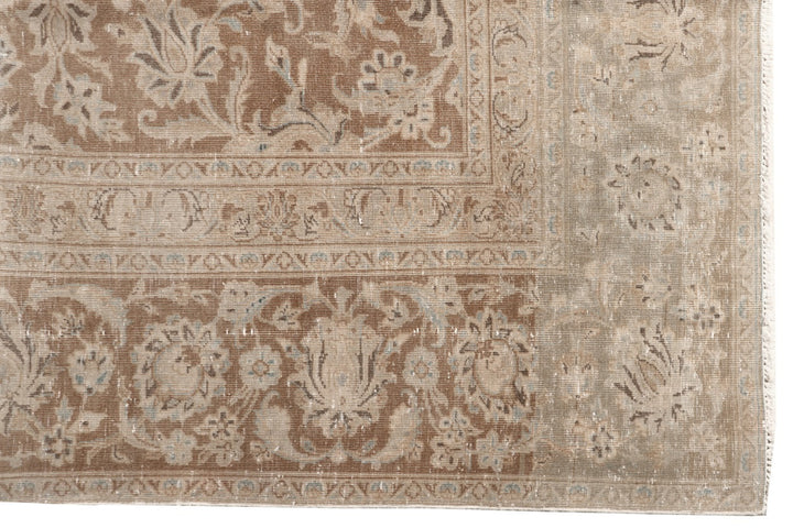 Vintage Rug Brown Muted 9 x 13 ft hand-knotted