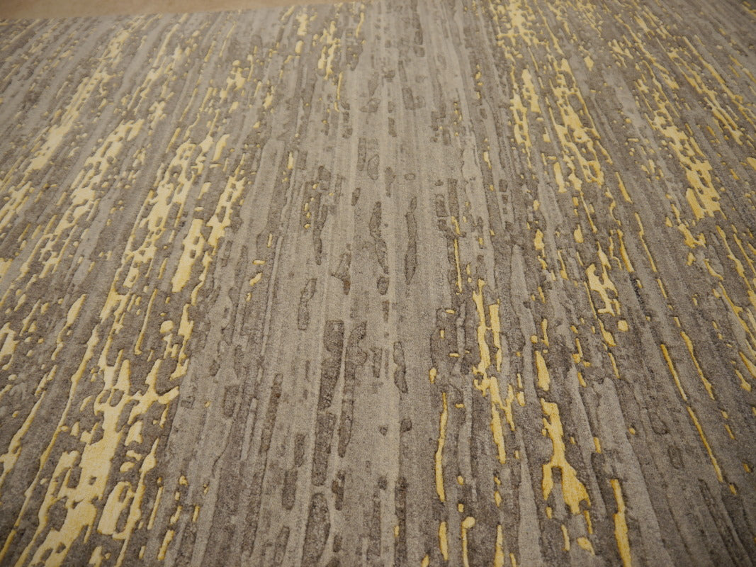 Herleen Modern Designer Vloerkleed Wol &amp; Viscose — Grijs &amp; Goud