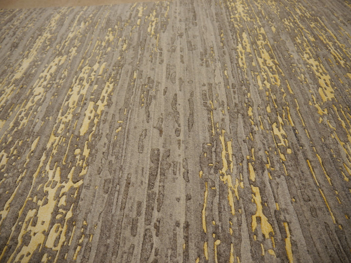 Herleen Modern Designer Vloerkleed Wol &amp; Viscose — Grijs &amp; Goud