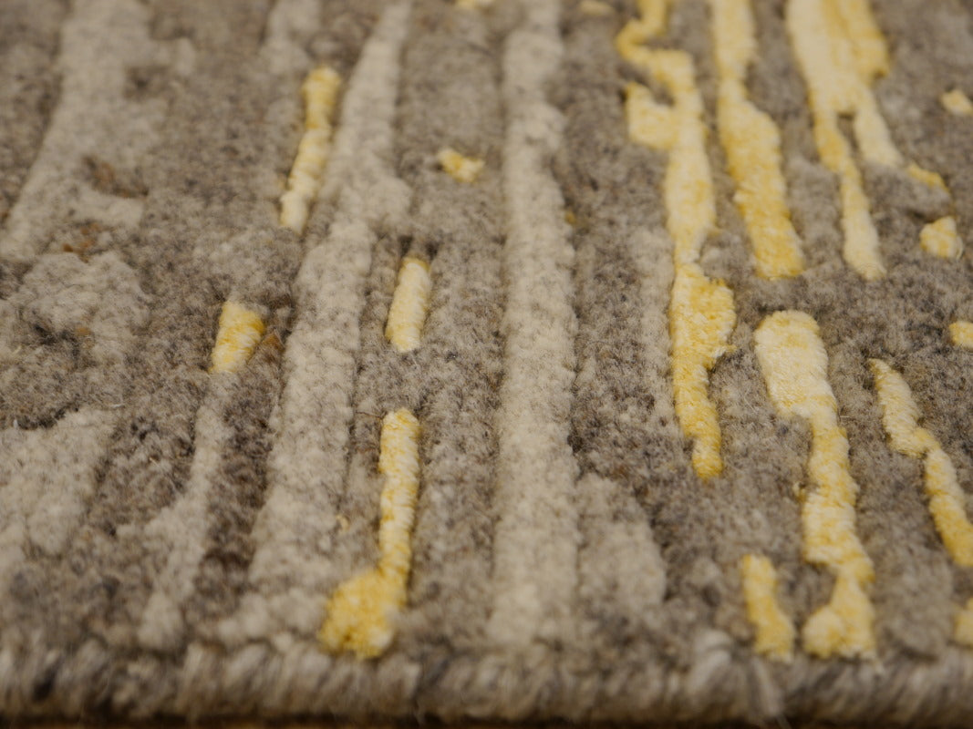 Herleen Modern Designer Vloerkleed Wol &amp; Viscose — Grijs &amp; Goud