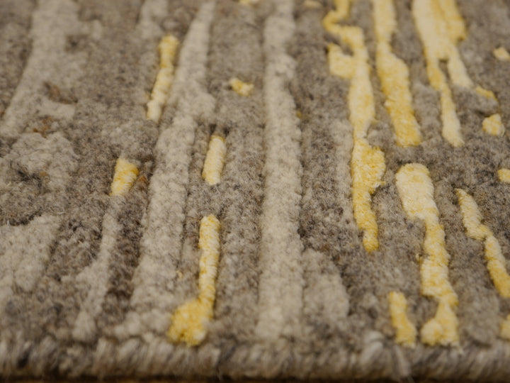 Herleen Modern Designer Vloerkleed Wol &amp; Viscose — Grijs &amp; Goud