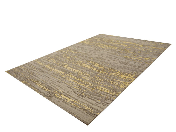 Herleen Modern Designer Vloerkleed Wol &amp; Viscose — Grijs &amp; Goud