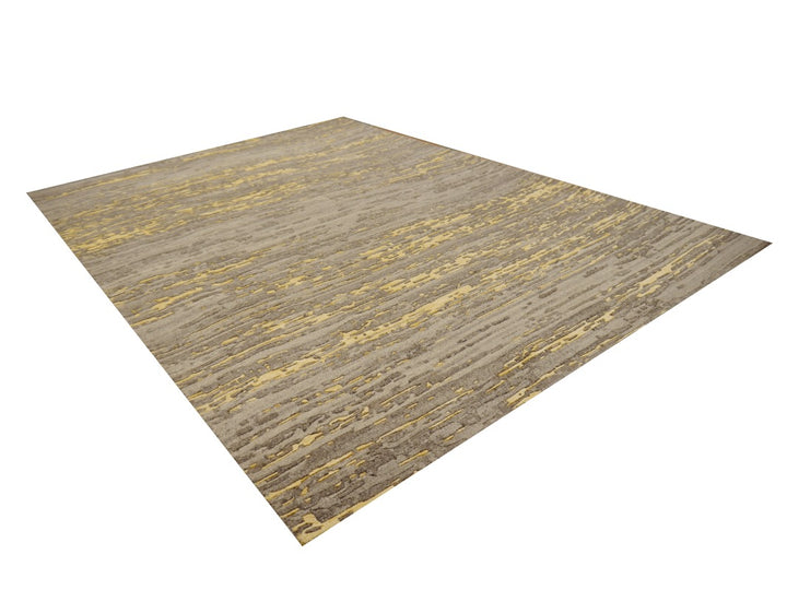 Herleen Modern Designer Vloerkleed Wol &amp; Viscose — Grijs &amp; Goud