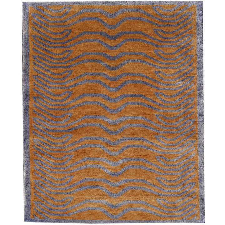 Tibetaans Tijger Zijden Vloerkleed 250 × 305 cm Amber Blauw | 16389