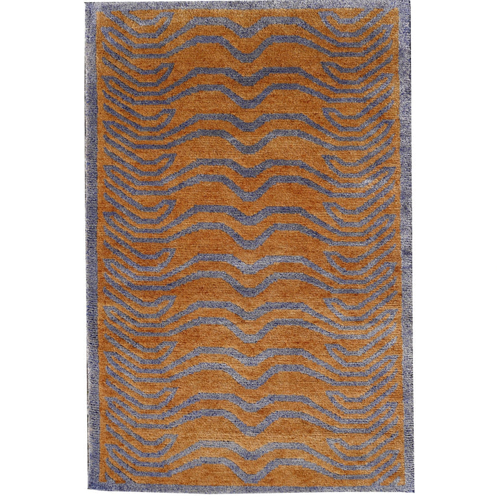 Tibetan Tiger Silk Rug 6.6 × 10 ft (200 × 305 cm) Amber Blue | 16390