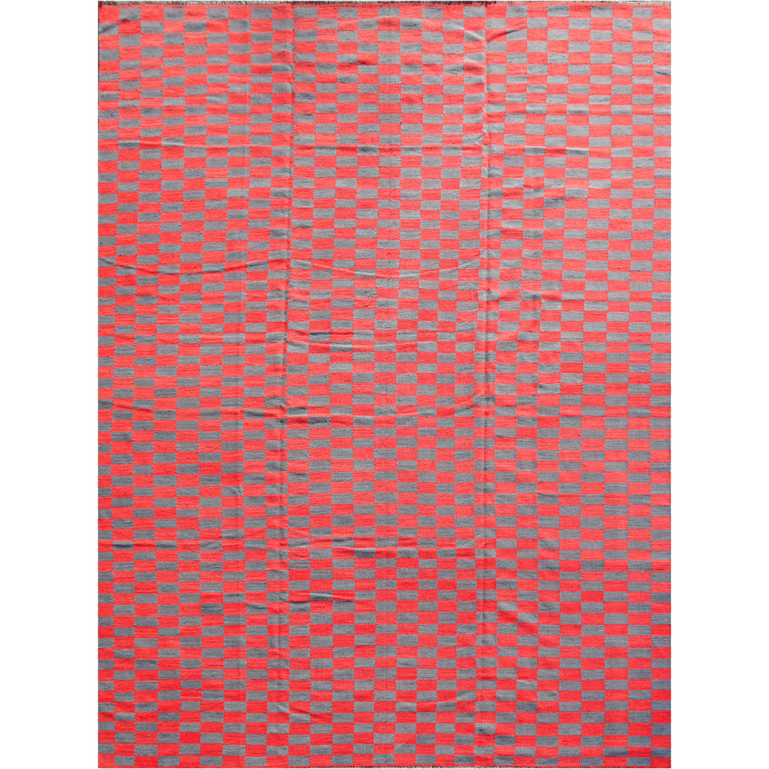 Kilim Palatial rug 15 x 12 ft MAZANDARAN ROXANE oversized red grey flat-weave Scandinavian style