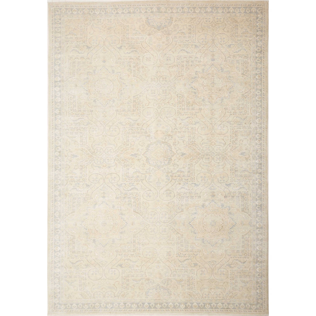 Fine Oushak pastell design rug 205 x 290 cm, faded ivory and powder blue, hand-knotted in Afghanistan – 16614