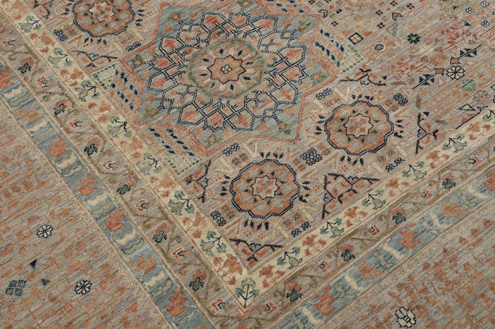 Mamluk rug 476964 — border drawing with palmettes and guard stripes