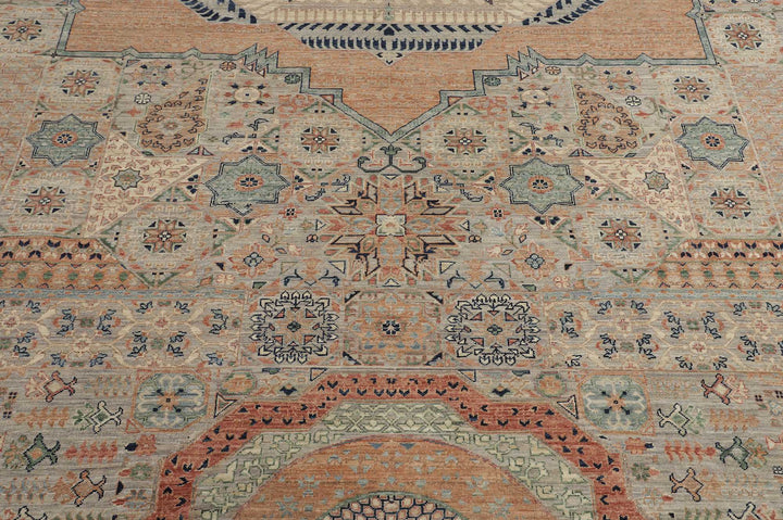 Mamluk rug 476964 — beige and sand ground with terracotta accents