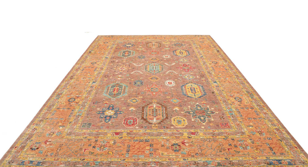 Karakul Teppich 9 x 12 ft (272 x 379 cm) Rosenholz Apricot handgeknüpft | 482488